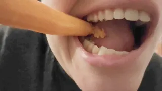 Crushing a carrot with my big teeth - compilation - asmr