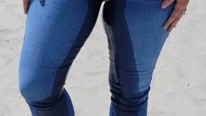 Lexi pees her jeans at the beach