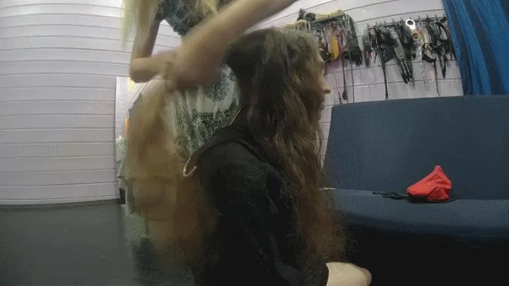 Brushing hair in a straitjacket