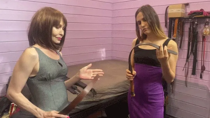 Two Mistresses punish slave for fun