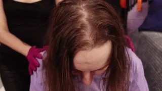 Slave girl hair cutting
