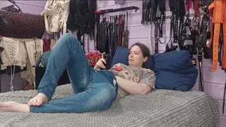 Trans slave faceslapped and compulsed to orgasm in a chastity belt