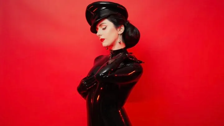 Perfect black latex catsuit on the Goddess ASMR