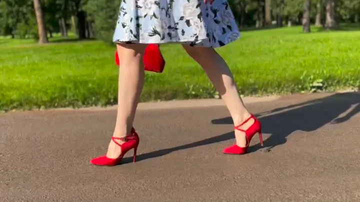 Walking in the park in high heels