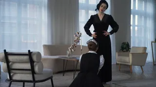 Mistress spanked the maid on the ass