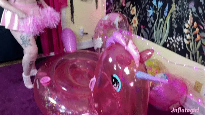 Step-Daddy's Cheerleader Gets A Creampie On Her Inflatable Unicorn