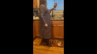 Enjoy Some Upskirt Views Before Deb Leaves For Work Wearing LuLaRoe Dress, Black Stockings & Black IMPO Spiked Kitten Heel Boots With Candid View of Her Coming Home At the End of the Day 2 (11-16-2021)