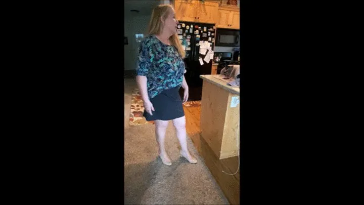 Deb Teasing in Her Black Mini Skirt & Beige Comfort Plus Pumps Which She Dangles (9-18-2021)