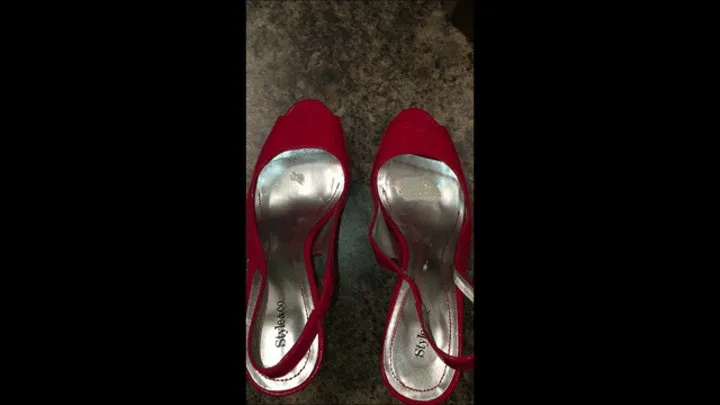 Fucking After Church As Deb Dolls Up in Red Lingerie and Red Stiletto Spiked Heel Style & Co Sling Back Open Toe Pumps 2