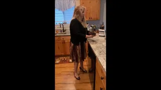 Deb Leaves & Comes Home Wearing Her Office Outfit of the Day Featuring a Sexy Skirt with Brown Comfort Plus Pumps with Upskirts & Seduces Hubby With a Shoe Job (10-4-2021)