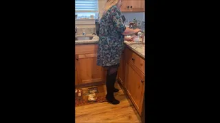 Deb Teases, Seduces & Fucks Hubby Wearing Black Skirt, Stockings and Journee Spritz Over the Knee Boots (10-17-2021)