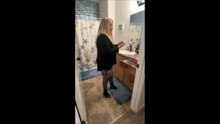 Deb Teasing In Her LuLaRoe Skirt, Black Fishnet Stockings & Black Chinese Waffle Heel Sandals Before Heading to Church & Fucks Hubby After Coming Home 2