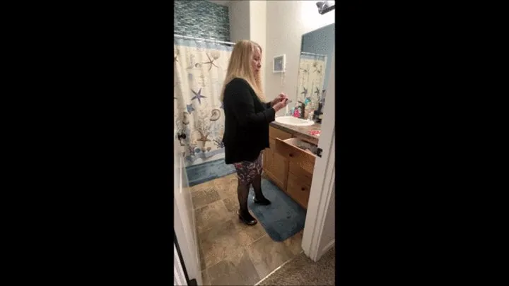 Deb Teasing In Her LuLaRoe Skirt, Black Fishnet Stockings & Black Chinese Waffle Heel Sandals Before Heading to Church & Fucks Hubby After Coming Home