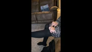 Date Night as Deb Puts on Her Cum Filled Black Sugar Stealth Stiletto Spiked Heel Boots with Ove the Knee Socks & LuLaRoe Skirt (12-20-2020)