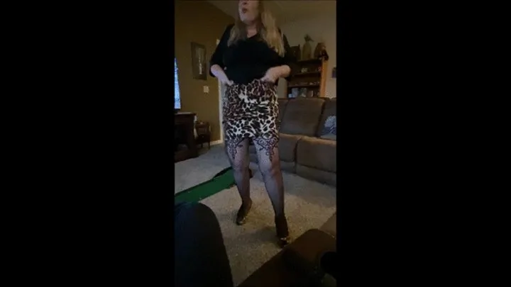 Hot Wife Teasing in Her Cheetah Skirt, Black Fishnet Stockings and Abella Cheetah Print Spiked Heel Pumps Leads to Fucking Her Hubby 3 (1-9-2021) C4S