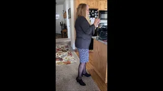 Deb's First Wear of Her Black Suede Bandolino Ankle Boots for Fall 2021 with Black Stockings & LuLaRoe Skirt (9-19-2021)
