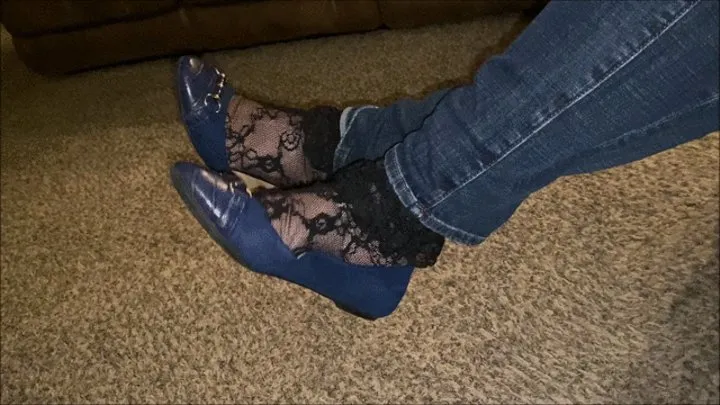 Teasing After Work Deb Dangles Her Blue Kelly & Katie Ballet Flats with Lacy Socks (11-18-2020) C4S