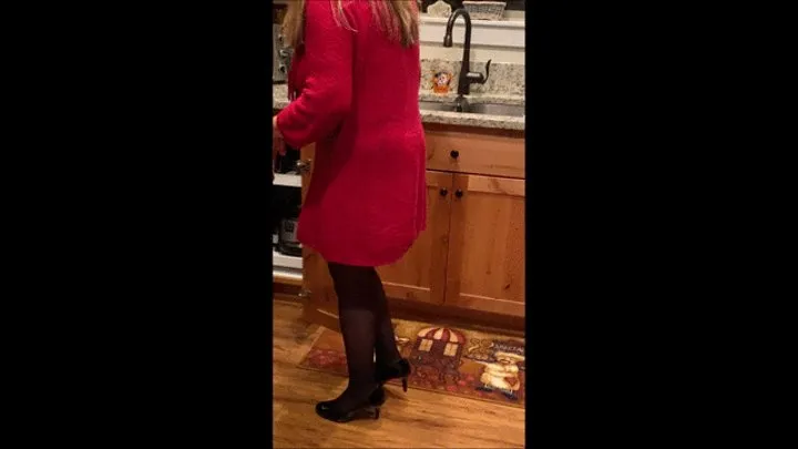 Fucking the Sexy Chef in Her Red Sweater Minidress, Black Stockings and Black Patent Comfort Plus Pumps 4 (12-9-2020) C4S