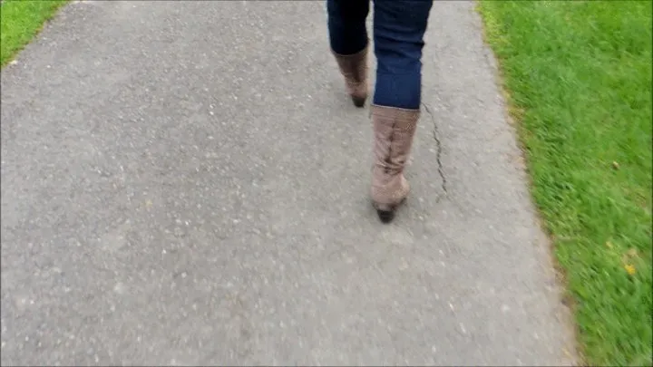 Debbie Hikes & Sightsees Glacier National Park Wearing Her High Heeled Boots With Tucked Jeans & A Look At How Dirty She Leaves Her Boots Afterwards