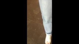 Debbie Wears Her New Blue Denim Hippie Laundry Open Toe High Heeled Ankle Boots for the First Time as She Goes Shopping & Fucks Hubby in Them Afterwards 5