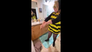 Fucking a Bumble Bee as Deb Wears Her Halloween 2021 Costume With Black Stockings & Bandolino Ankle Boots (10-27-2021)