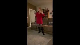 Deb Gives Hubby a Boot Job Before Fucking Him in Black Stockings, Red Christmas Sweater Dress & Black Sugar Stealth Stiletto Spiked Heel Boots 4 (12-18-2020)