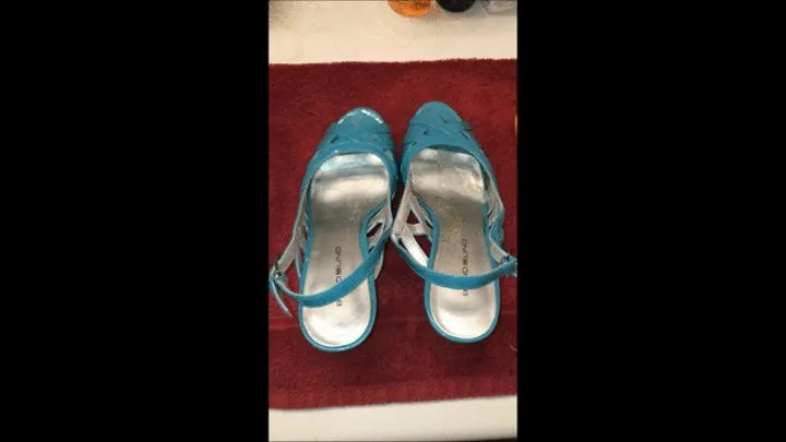 You Fucked My Heels, Now Fuck Me in Turquoise Bandolino Stiletto Sling Back Pumps