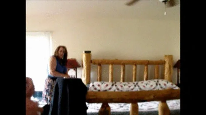 Fucking Deb at the Cabin Wearing Easter Skirt, Beige Stockings & Pink Stiletto Pumps