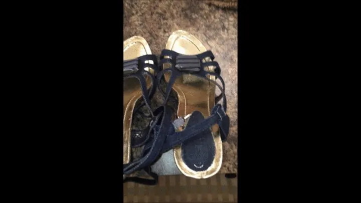 Fucking After Date Night With Deb Wearing Blue Denim Skirt and Cum Filled Blue Strappy Wedge Heel Sandals C4S