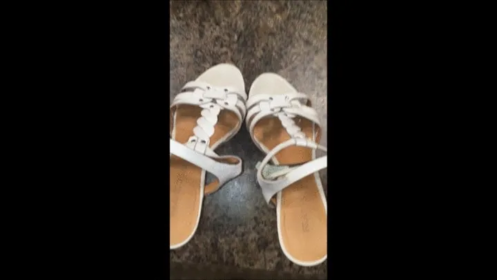 Debbie Broke the Strap on Her White Cum Filled Franco Sarto Platform Wedge Heel Sandals and Goes Shoe Shopping to Replace Them C4S