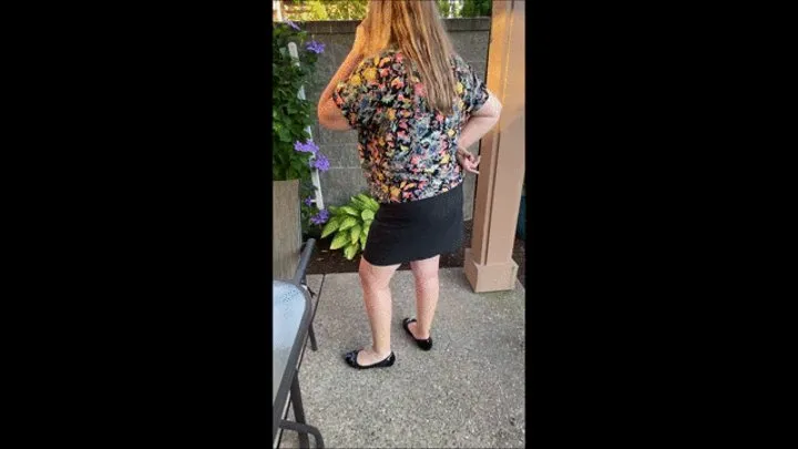 Sexy Gardner Deb is Watering Her Plants Wearing Her Black Mini Skirt with Black Anne Klein Ballet Flats (7-6-2021) C4S