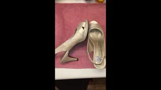 Watch How Deb Bloodies her Beige Bandolino Spiked Heel Pumps While Fucking Hubby With Cum Filled Shoes