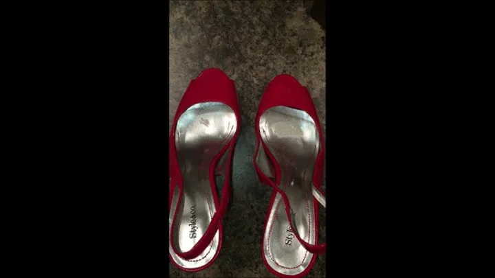 Debbie Has Multiple Intense Orgasms As She Stabs Her Hubby With Her Stiletto Red Spiked Heel Style & Co Open Toe Sling Back Pumps Wearing Blue Sailor Dress 2 C4S