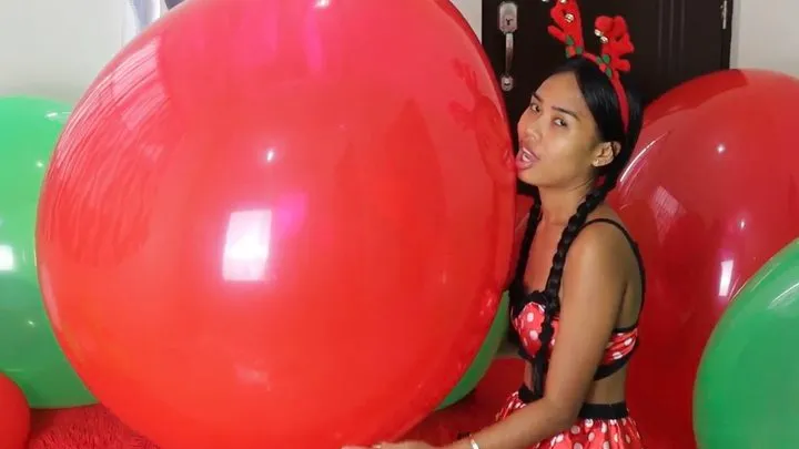 Sexy Camylle Inflates, Hugs, Kisses And Licks Your HUGE Christmas Balloons