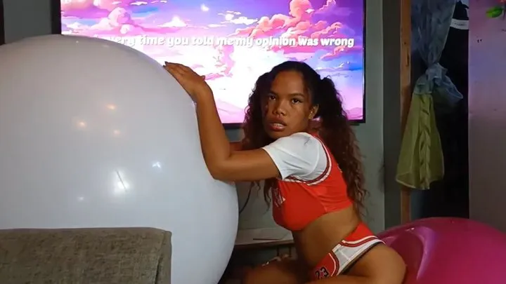 Sexy Sporty Juju Hugs, Kisses, Licks And Pops HUGE Balloons With High Heels