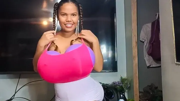 Juju Does Balloon Stuffing In HOT PINK One Piece Boobs And Butts