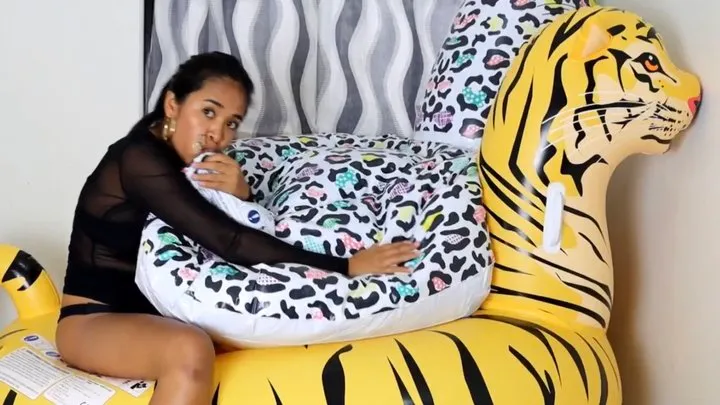 Sexy Stella Blows Up Your Giant Inflatable Leopard By Mouth