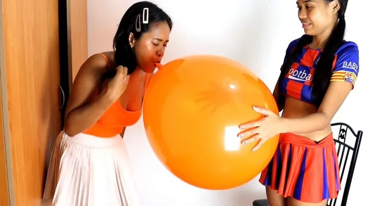 Stella Teaches Camylle Balloon Blowing