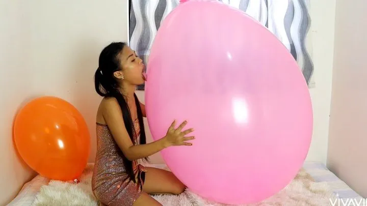 Sexy Camylle Hugs Kisses Teases And Licks Your GIANT Pink Balloon