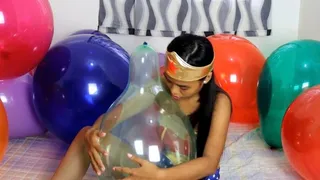 Sexy Wonder Woman Camylle Teases Licks, Kisses And Spits On Your Balloon