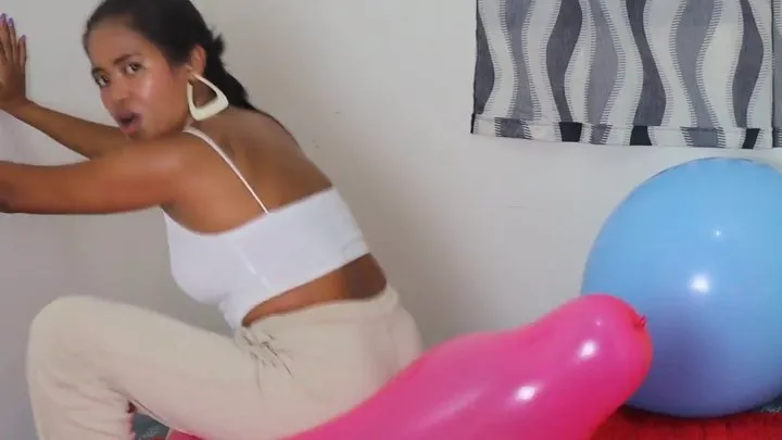 Sexy Stella Sits To Pop All Your BIG 18in Balloons In Sweatpants