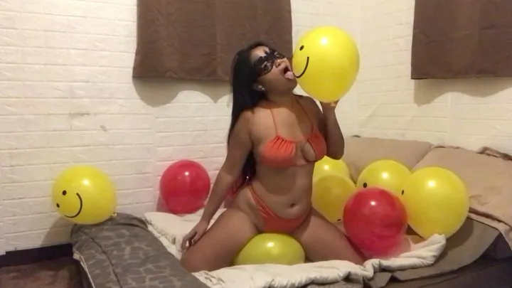 Sexy Micah Sensually Sits to Pop All Your Red And Yellow Balloons