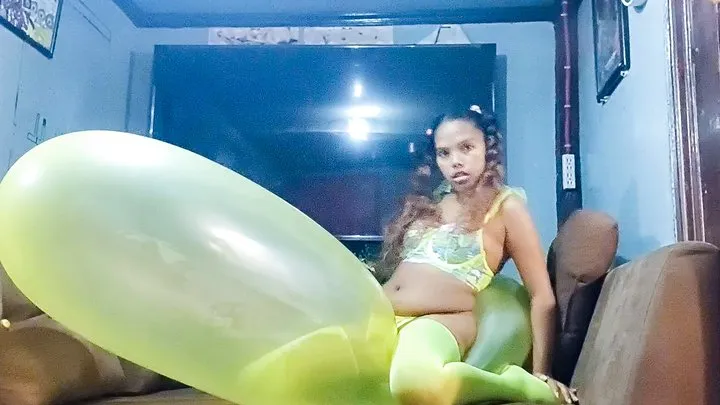 Sexy Juju Rides Your HUGE GL 500 In Hot Green Lingerie