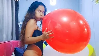 Sexy Juju Sensually Blows Up Your New Red Tuftex 24 Inch Balloon Twice Non-Pop