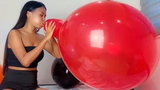 Sexy Camylle Blows To Pop HUGE Red 24 Inch Tuftex Crystal Balloon