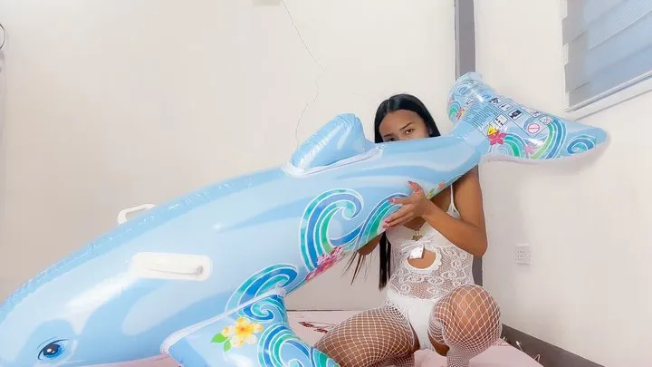 Sexy Camylle Blows Up Your Cute Inflatable Dolphin By Mouth