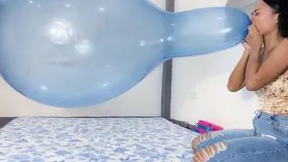 Sexy Camylle Blows To Pop Your HUGE Blue Roomtex Balloon