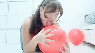 Sexy Freya Siys To Pop And Stomps To Pop your Red Balloons