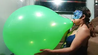 Sexy Juju Senually Double Blows To POP 2 HUGE Balloons Red And Green