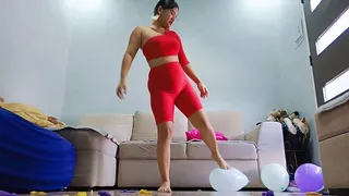 Sexy Freya Stomps To Pop Your Balloons In A Super Hot Red Jumper Outfit